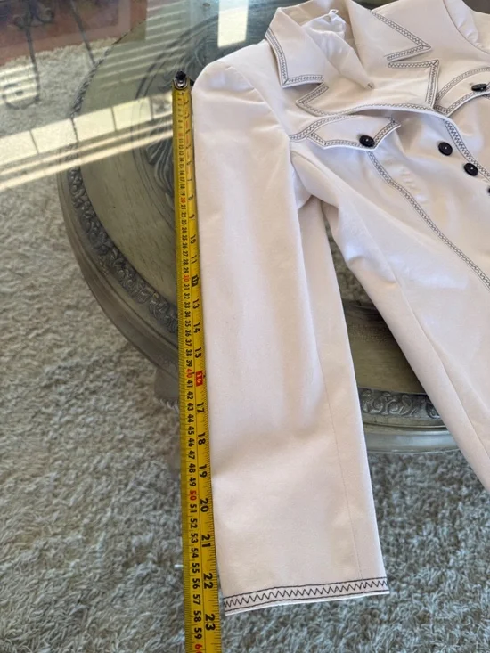 Escada Vtg Womens Suit EU 40 Cream Contrast Stitch Blazer Pants Quiet Luxury - Picture 7 of 16